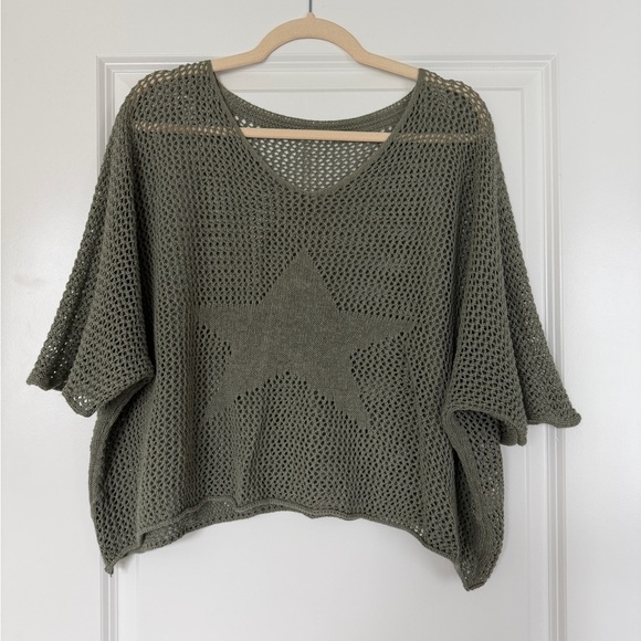 Tops - Olive Green Knit Star Top